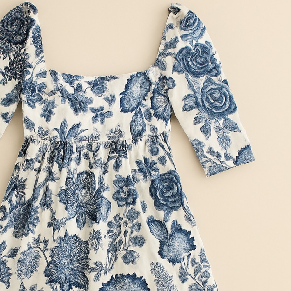 Floral Blue and White Dress